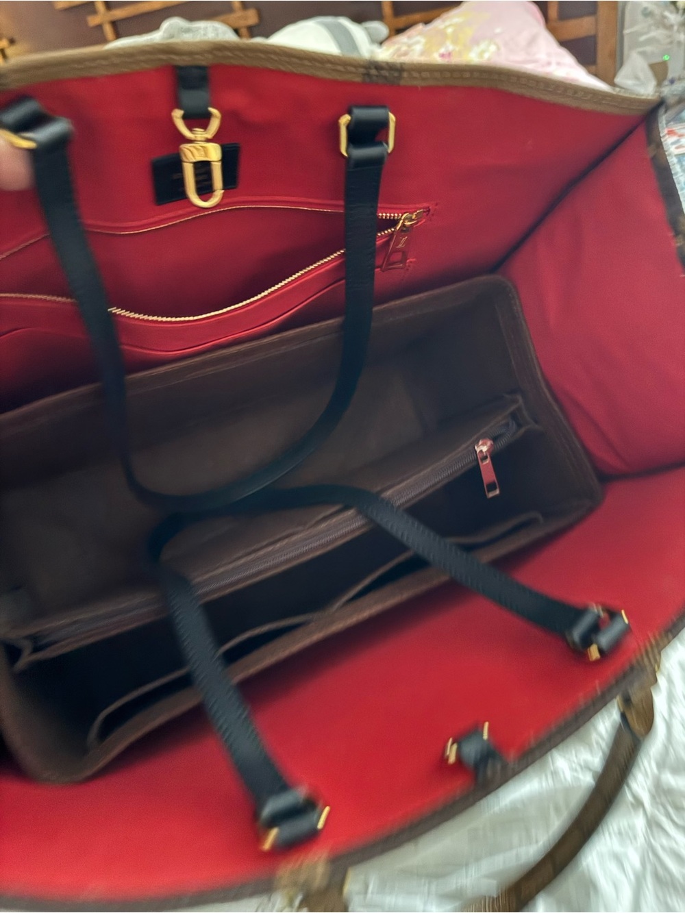 Louis Vuitton OTG Brown Monogram Canvas Tote with Red Trim - Picture 16 of 16